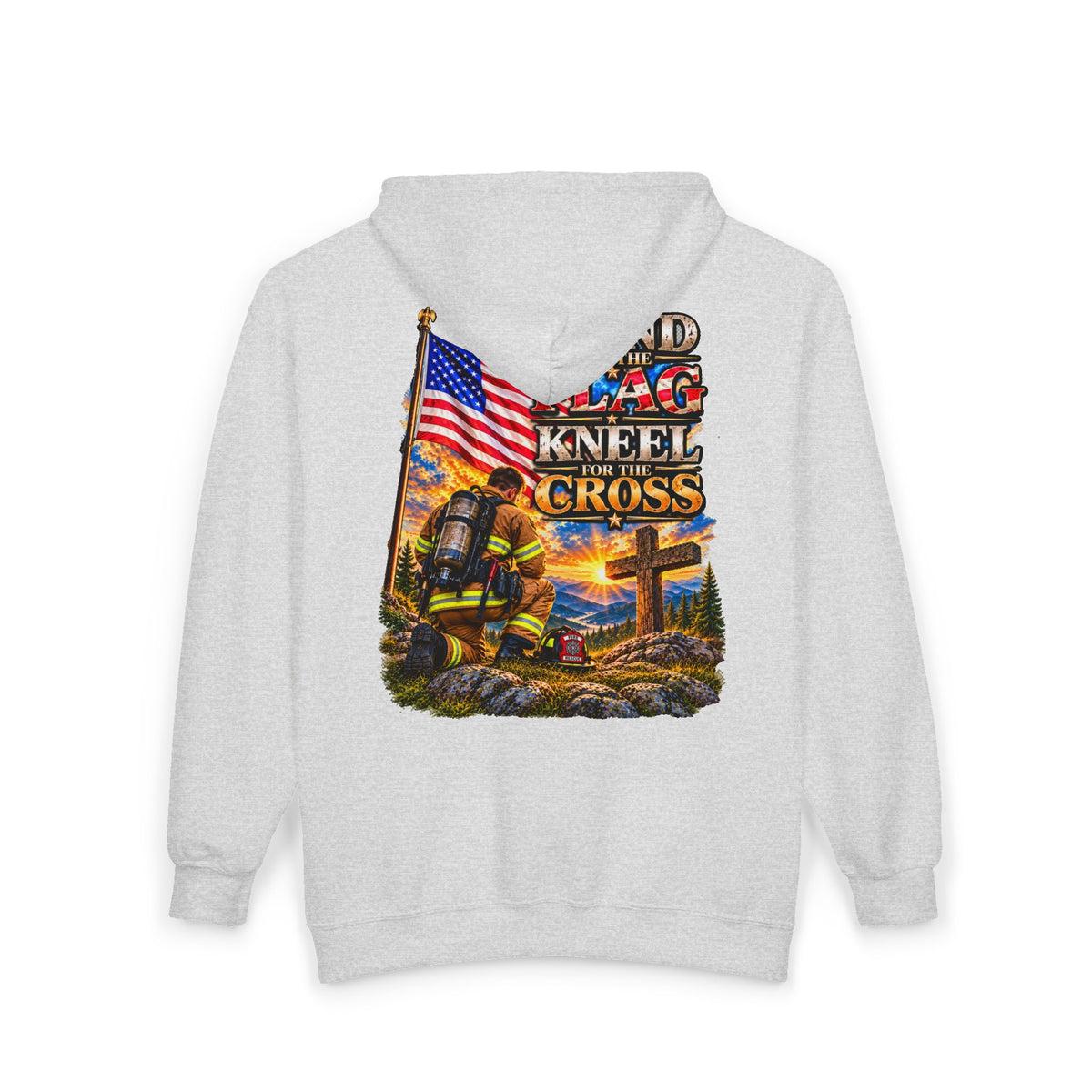 Firefighter Stand for the Flag, Kneel for the Cross - Hoodie