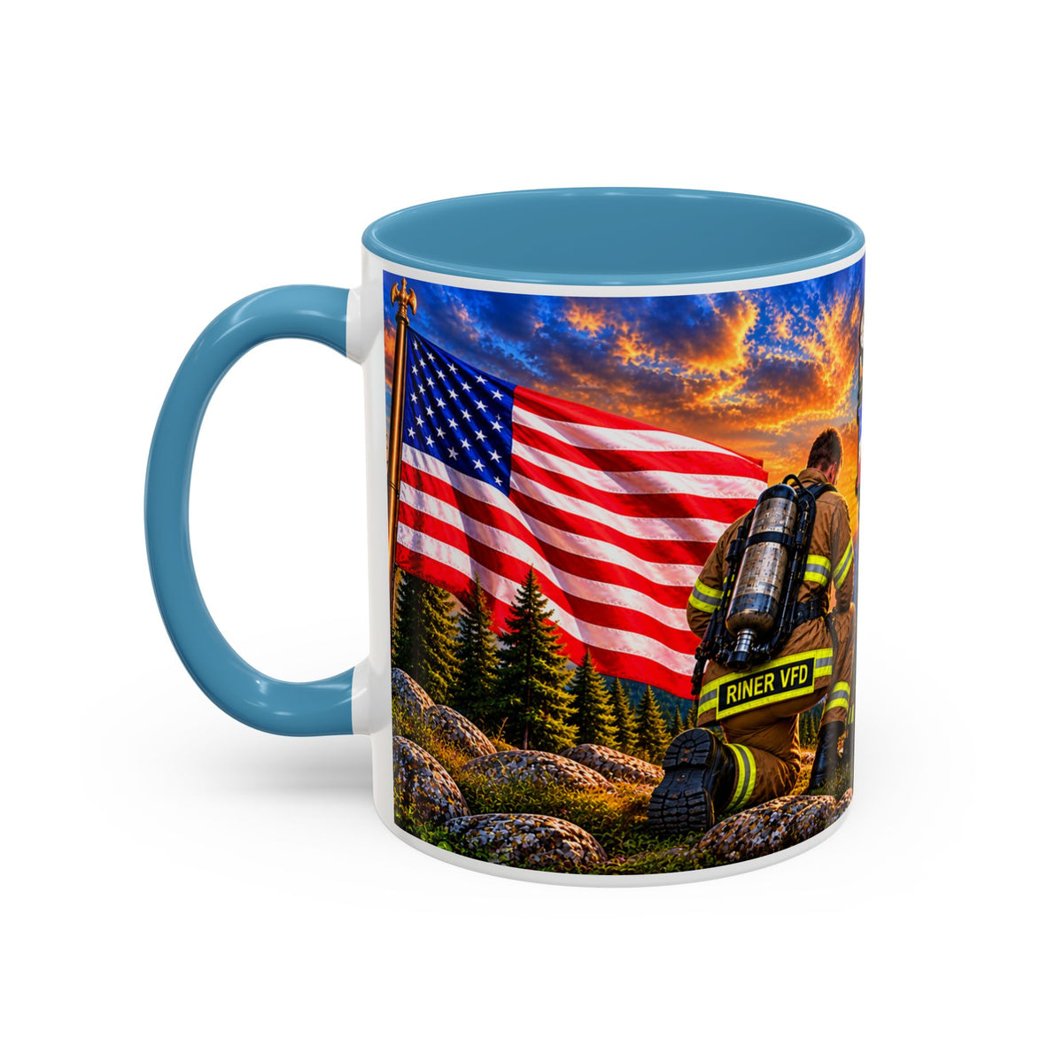 Riner_Firefighter_Stand for the Flag, Kneel for the Cross Coffee Mug_WM