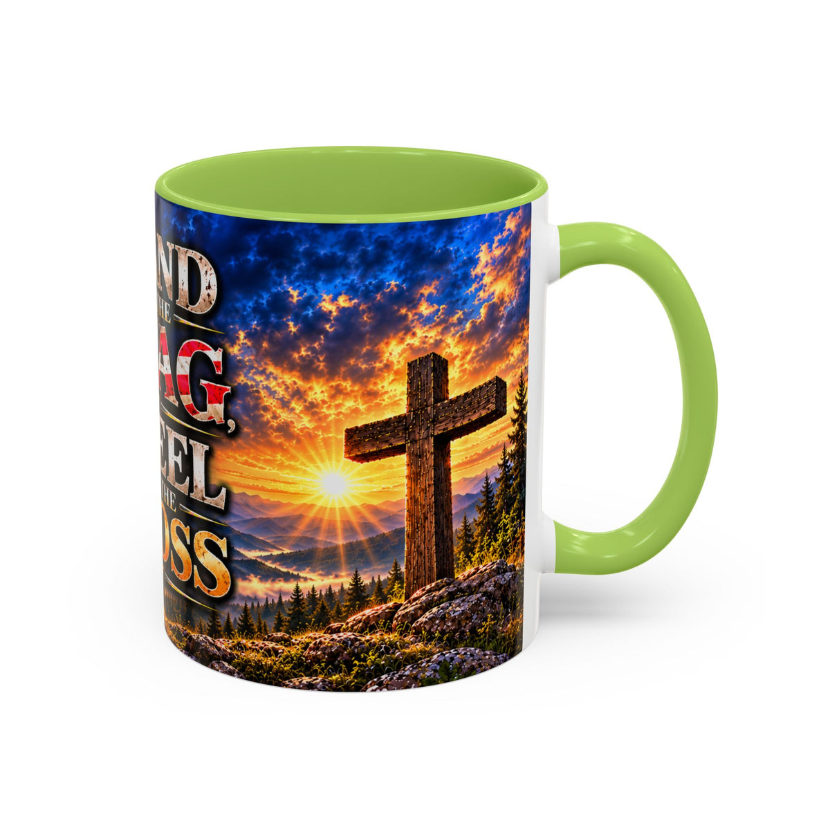 Firefighter Coffee Mug - "Stand for the Flag, Kneel for the Cross" Patriotic  Accent Mug