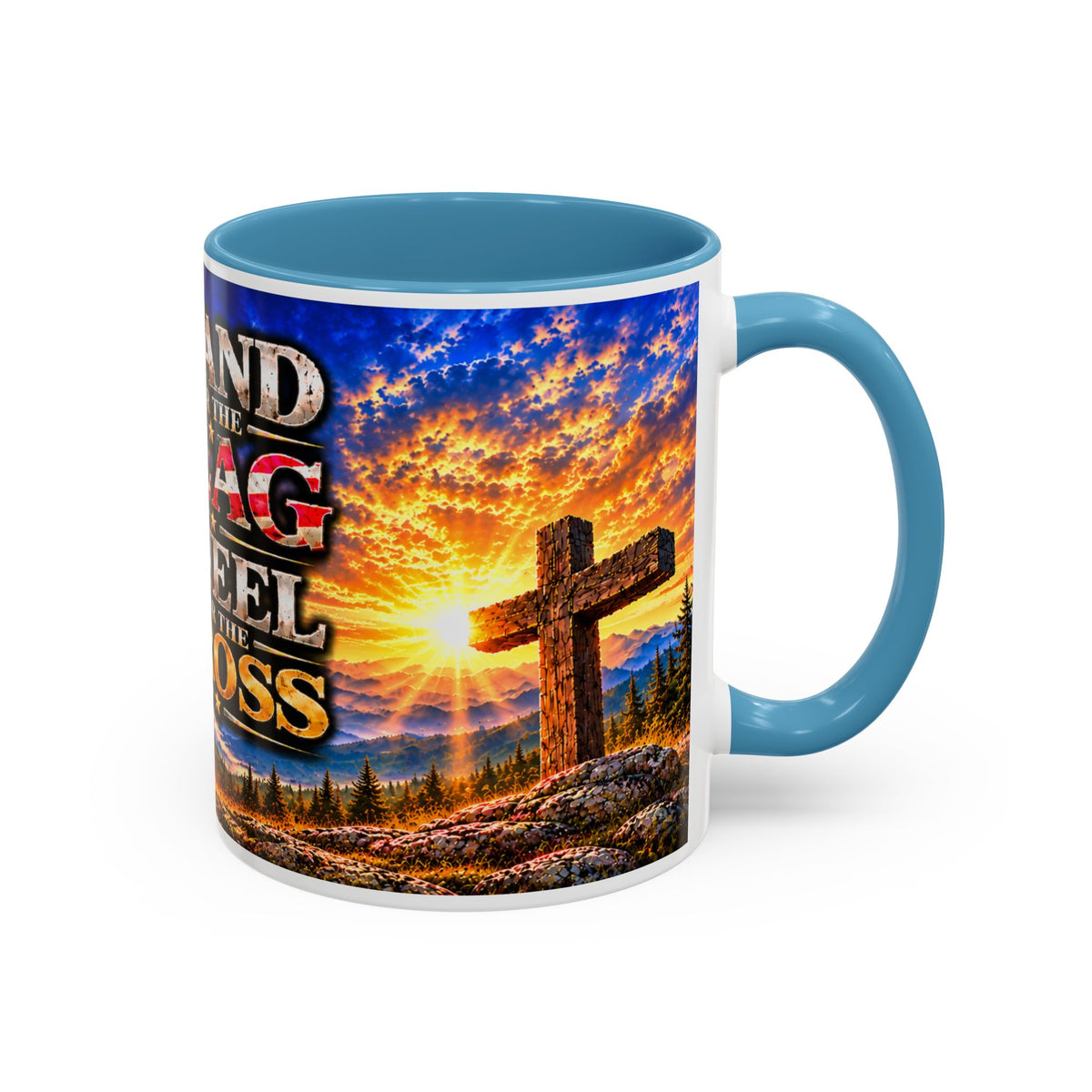 Stand for the Flag, Kneel for the Cross Coffee Mug_BF