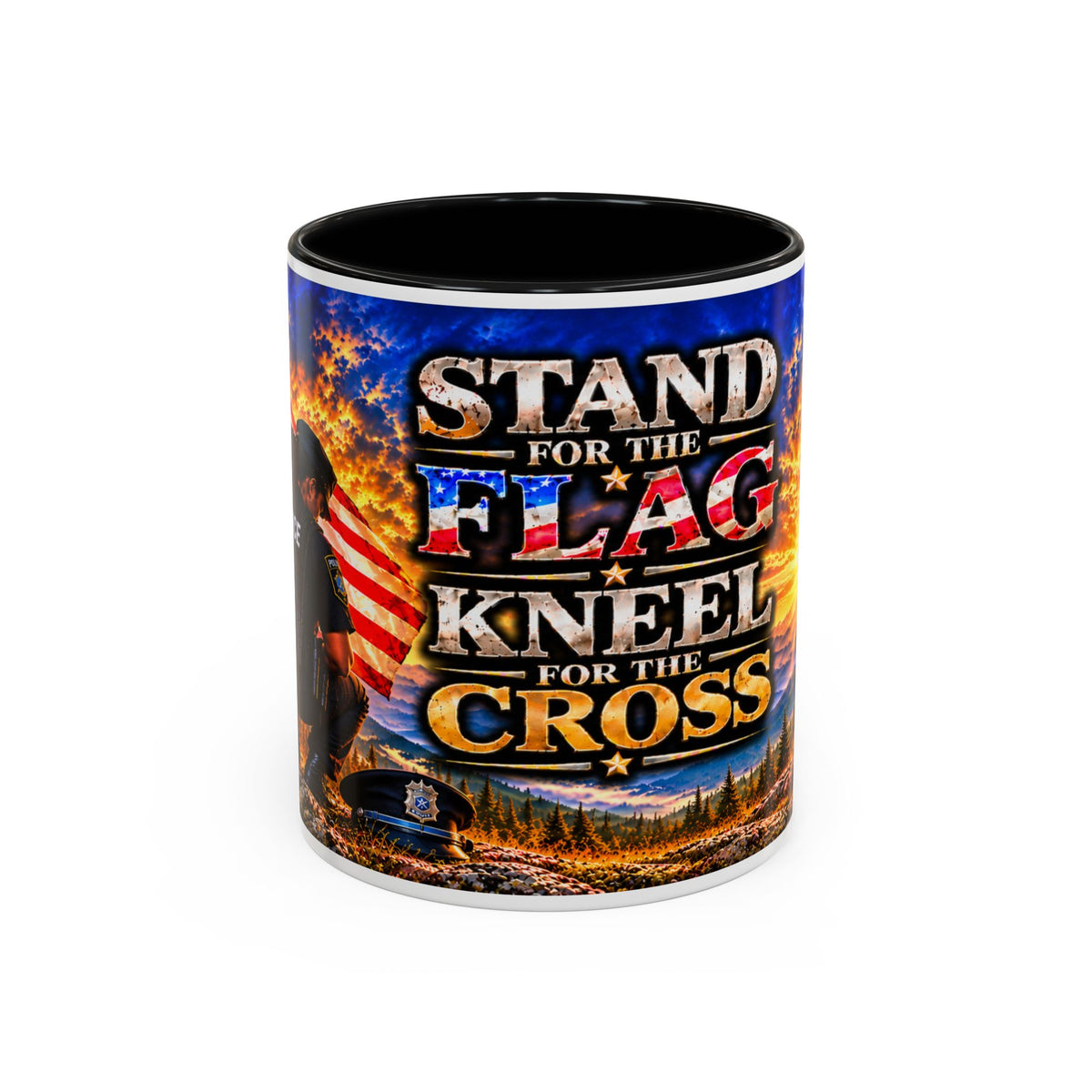 Stand for the Flag, Kneel for the Cross Coffee Mug_BF
