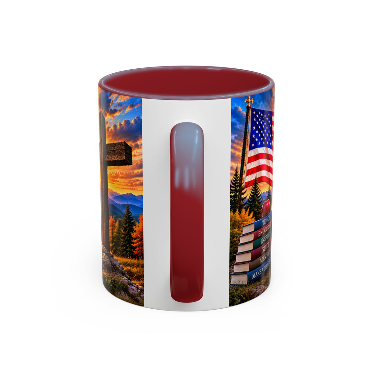 School_Teacher_Stand for the Flag, Kneel for the Cross Accent Coffee Mug - Patriotic 11oz