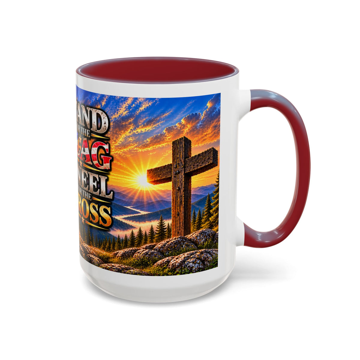 Riner_Firefighter_Stand for the Flag, Kneel for the Cross Coffee Mug_WM