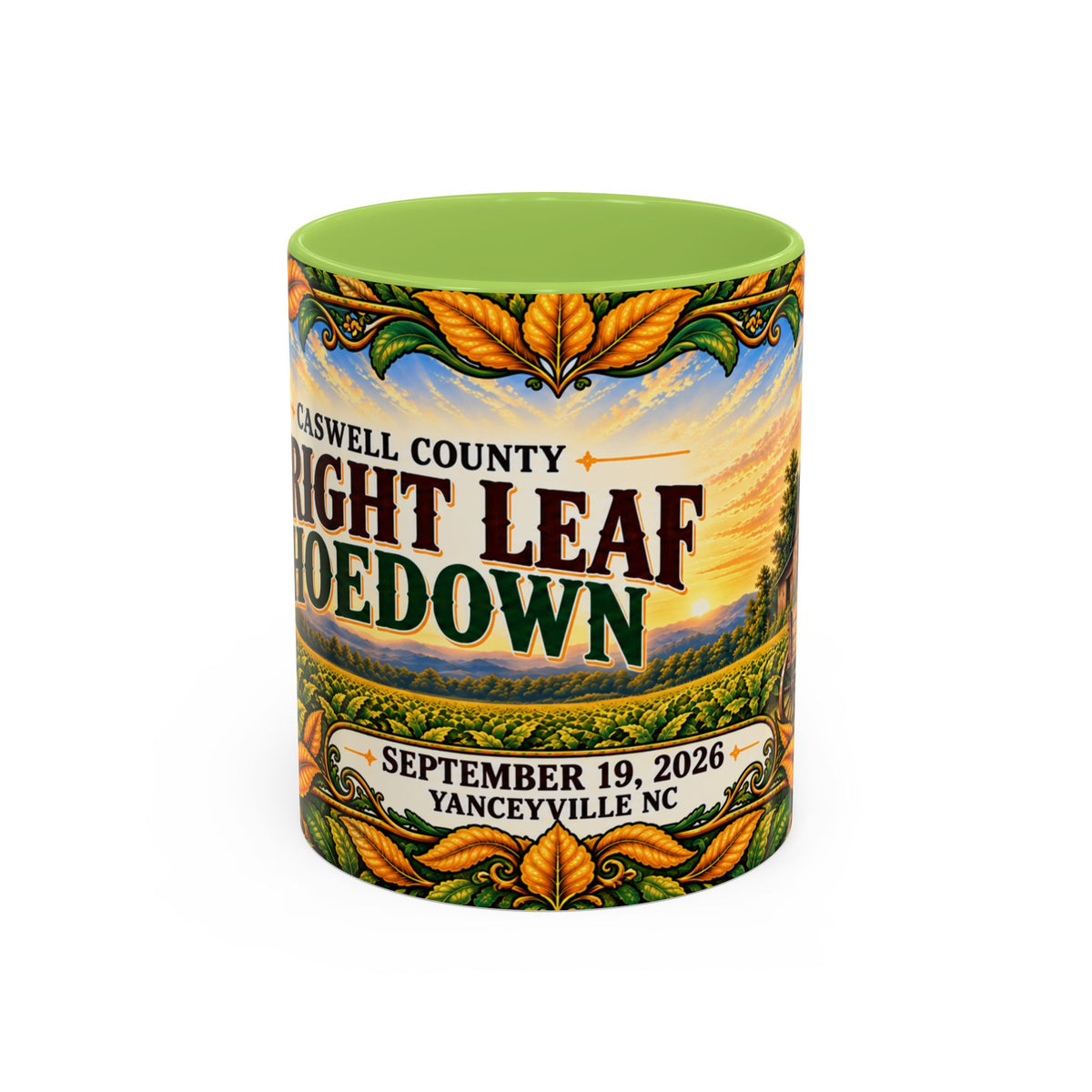 Bright Leaf Hoedown Coffee Mug Wrap — Caswell County Event Souvenir (Sept 19, 2026)