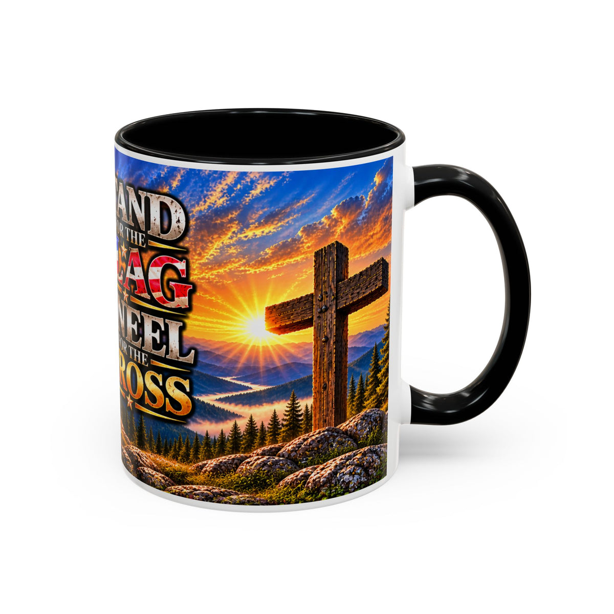 Riner_Firefighter_Stand for the Flag, Kneel for the Cross Coffee Mug_WM
