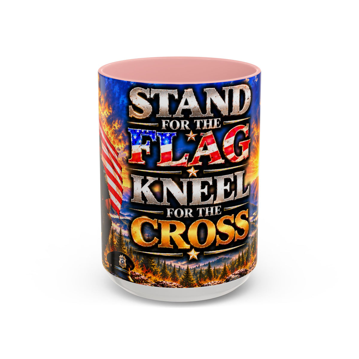 Coffee Mug - "Stand for the Flag, Kneel for the Cross" Police Officer Tribute 11oz or 15oz Mug