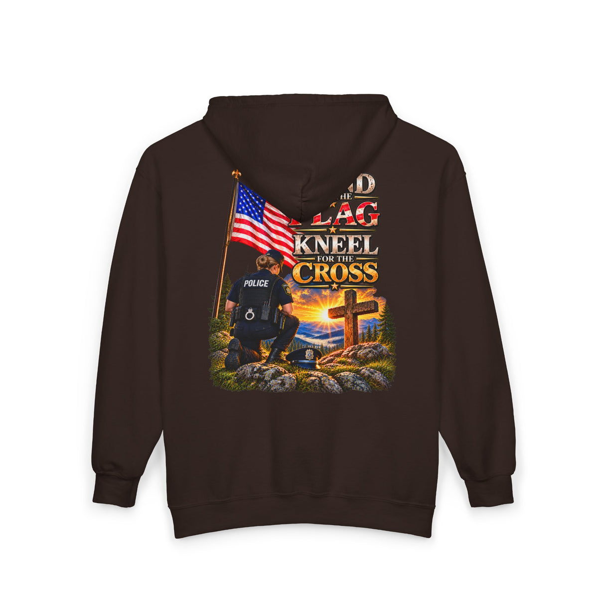 Police Officer 3 Stand for the Flag, Kneel for the Cross - Hoodie