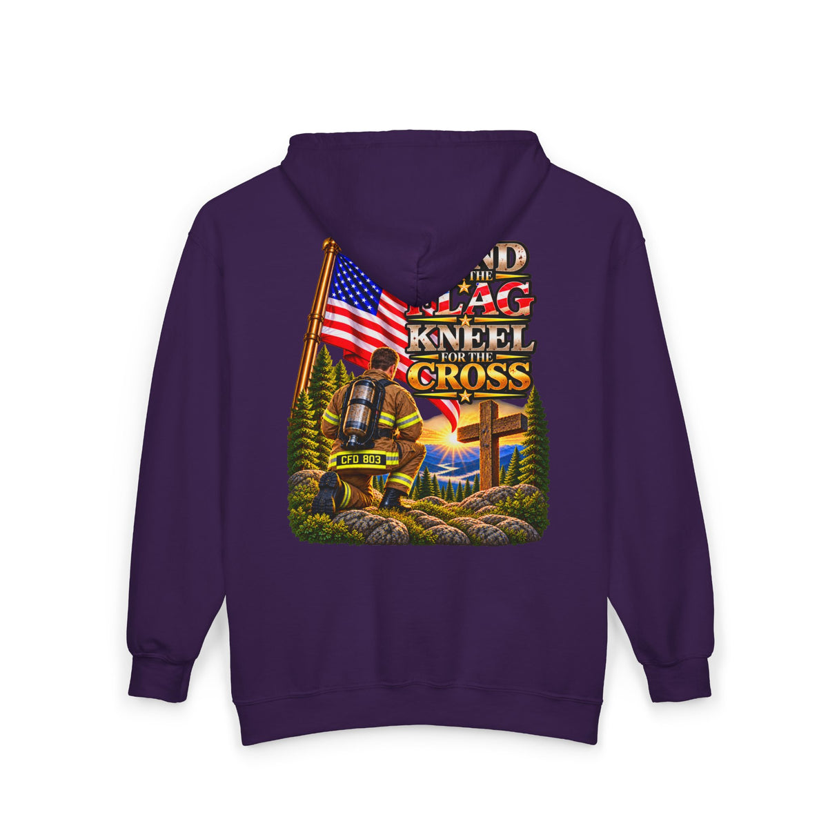CFD 803 Firefighter Stand for the Flag, Kneel for the Cross - Hoodie_WM