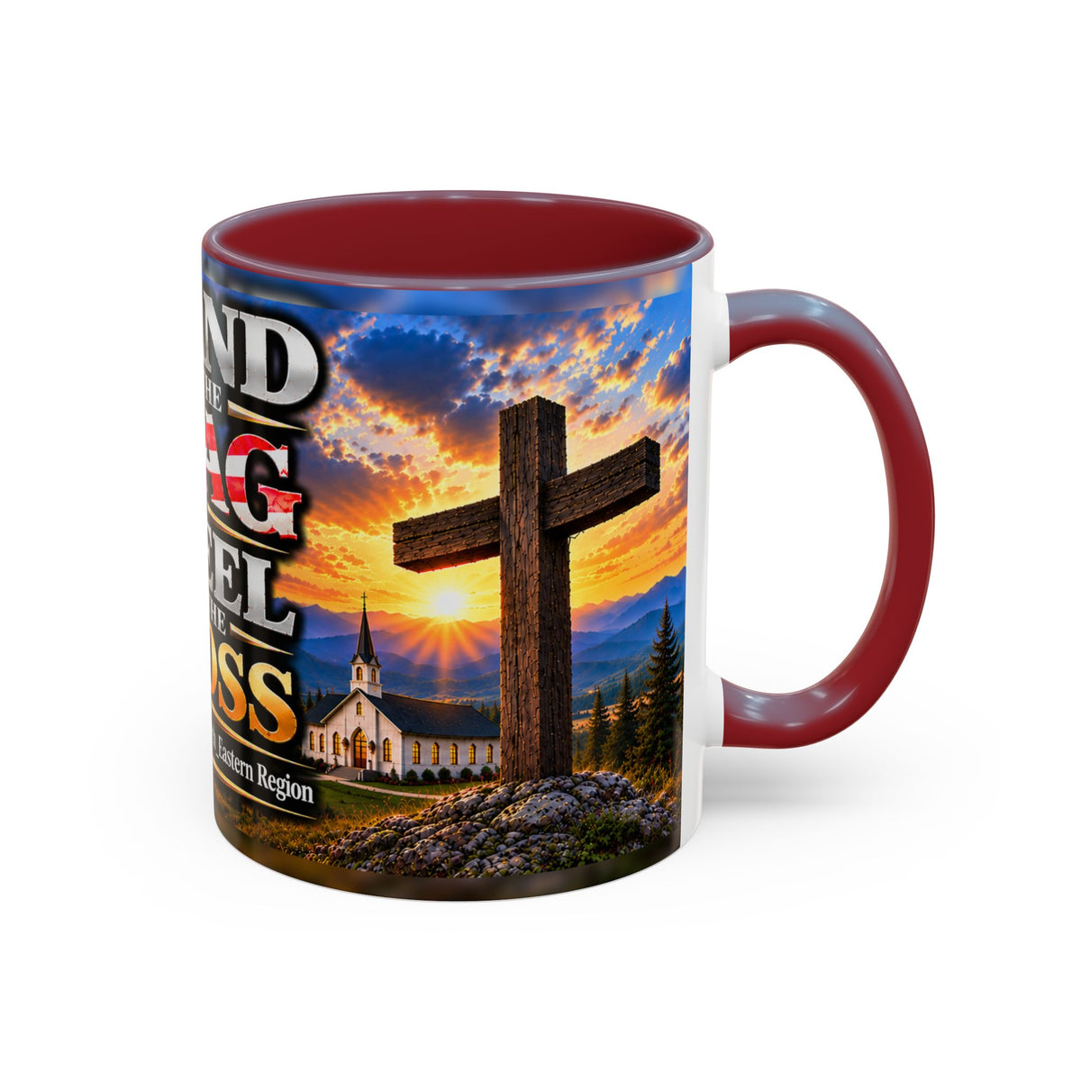 Pastor of EFC_ER_Stand for the Flag, Kneel for the Cross Accent Coffee Mug - Patriotic 11oz