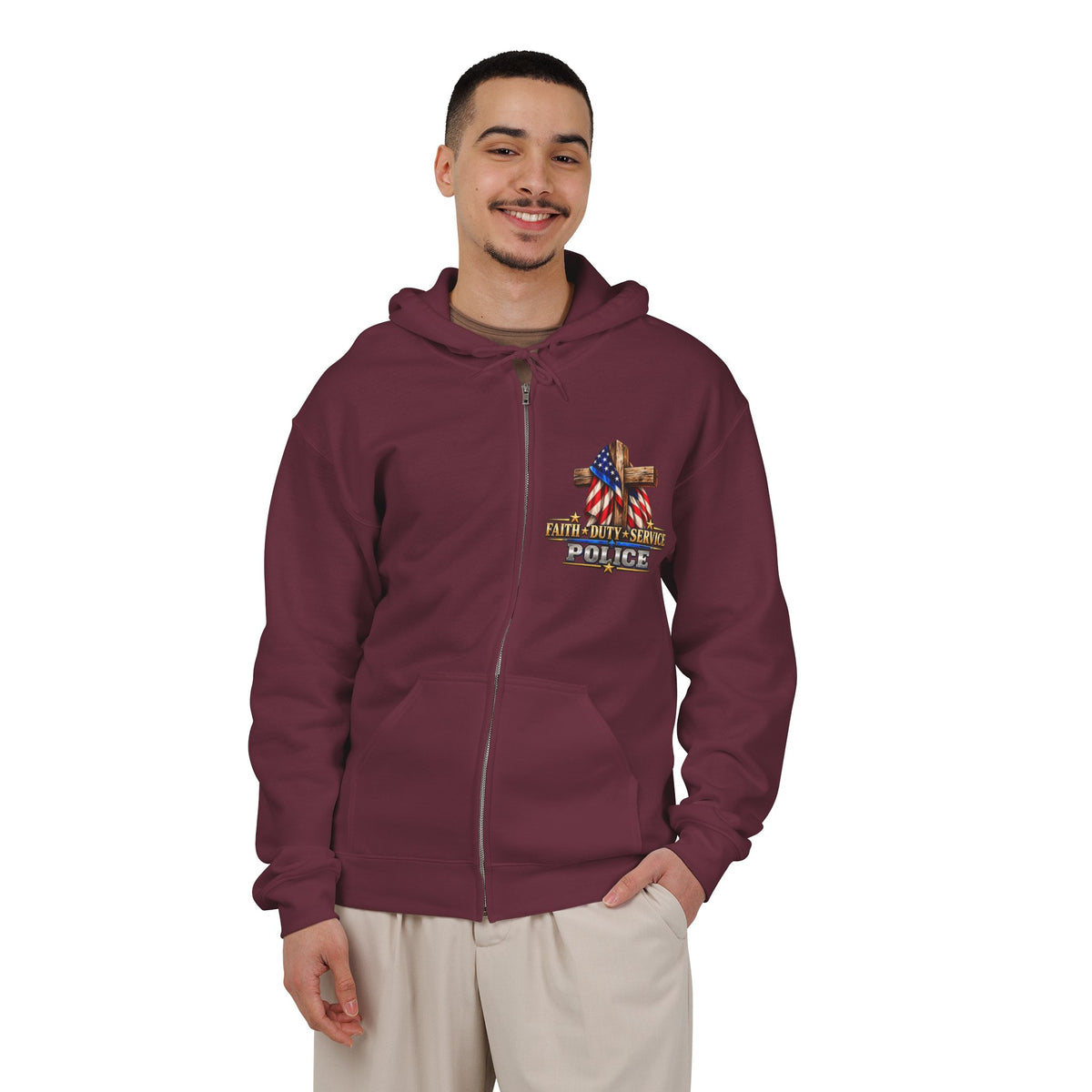 Police Officer Stand for the Flag, Kneel for the Cross - Hoodie