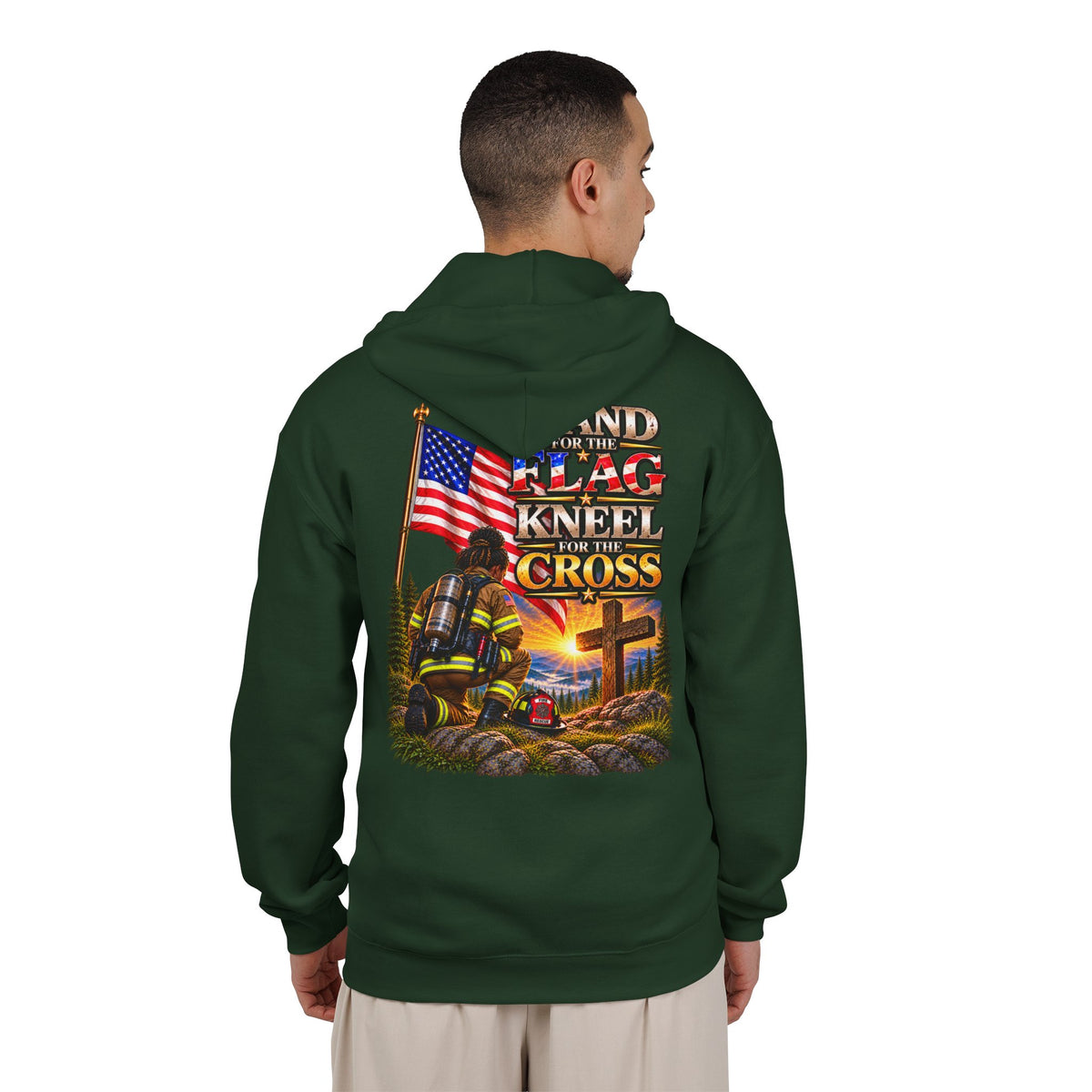 Firefighter 4 Stand for the Flag, Kneel for the Cross - Hoodie