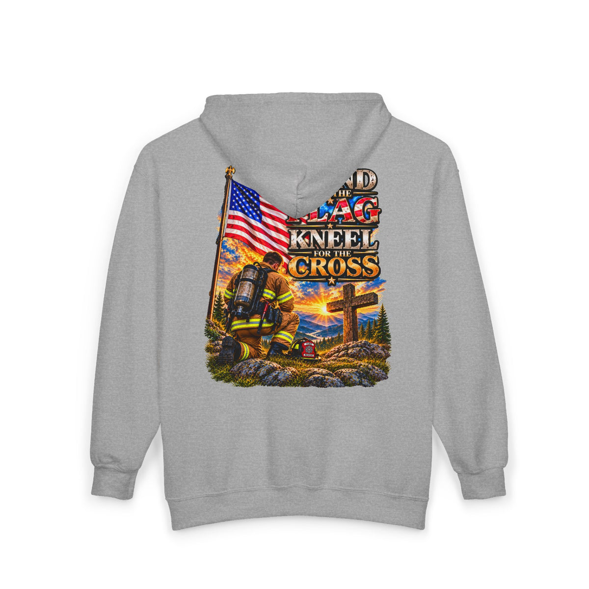 Firefighter Stand for the Flag, Kneel for the Cross - Hoodie