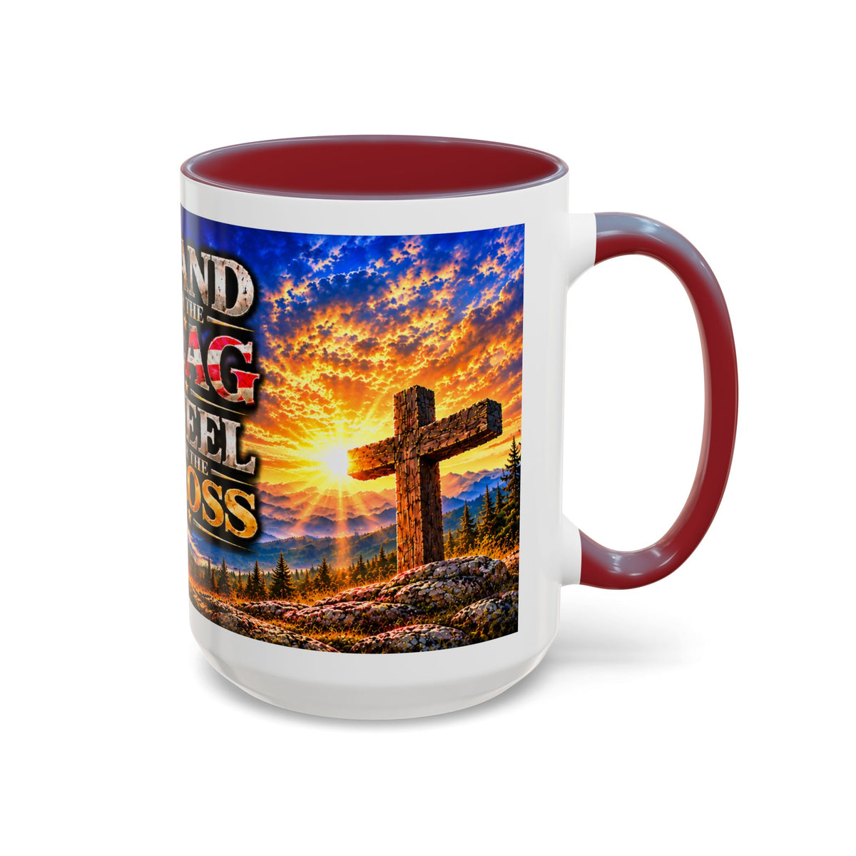 Stand for the Flag, Kneel for the Cross Coffee Mug_BF