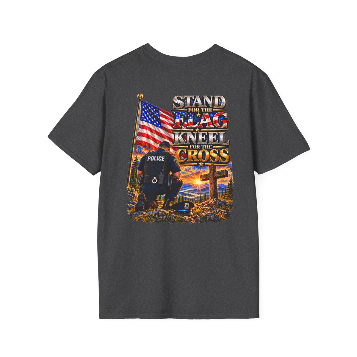 Stand for the Flag, Kneel for the Cross Police T-Shirt