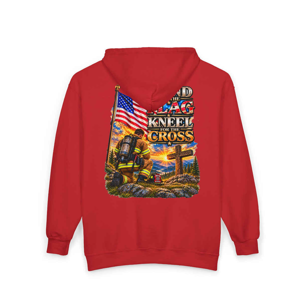 Firefighter Stand for the Flag, Kneel for the Cross - Hoodie