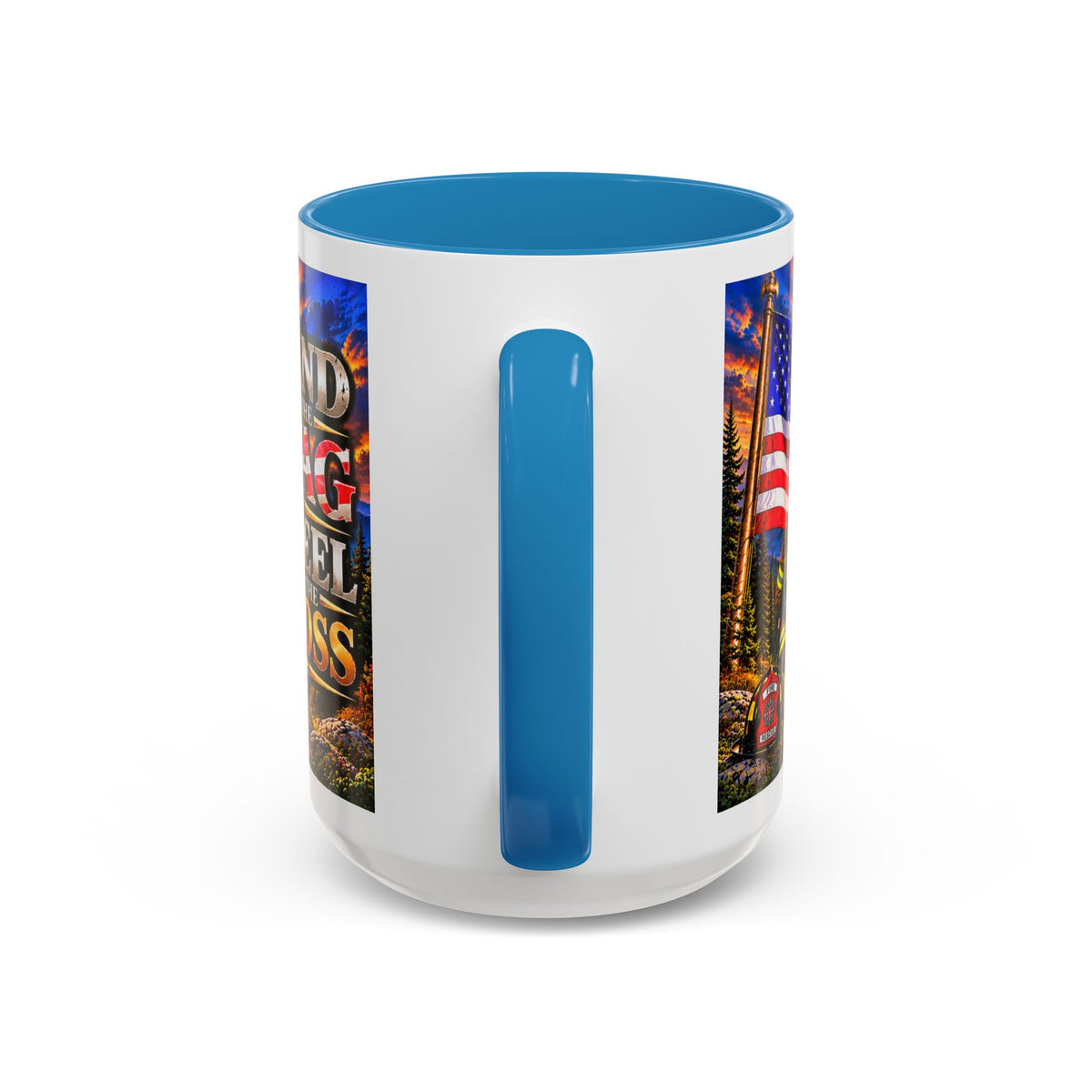 Stand for the Flag, Kneel for the Cross Accent Coffee Mug — Sheriff, Firefighter, EMS & 9-1-1 Telecommunicator 15oz